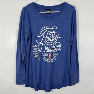 Harley Davidson Long Sleeve T Shirt Womens Size Medium Blue Free Spirit NWOT